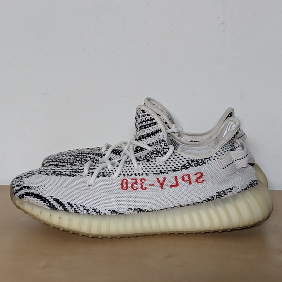 adidas Yeezy Boost 350 V2 Low Zebra Black White Red Shoes CP9654 Men\'s Size 11.5 main image 4